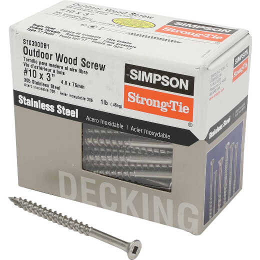 Simpson Strong-Tie #10 x 3 In. Stainless Steel Bugle Head Deck Screw (1 Lb. Box)